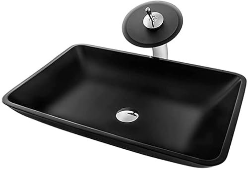 YEITH Lavello in Vetro Temperato, Lavabo da Appoggio in Vetro Temperato, Lavabo da Bagno Artistico, può Essere Utilizzato in Bagno, Homes,D