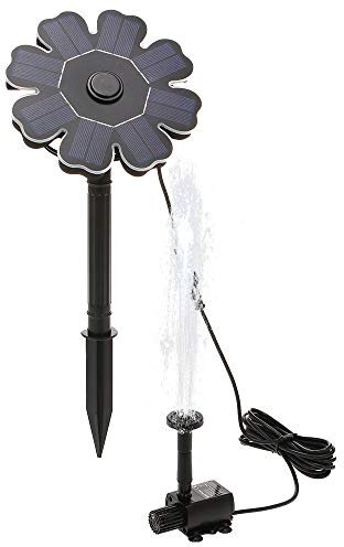 Riloer Kit de pompe de fontaine solaire, pompe à eau solaire circulaire flottante 1,6 W, batterie intégrée de fontaine avec 4 buses, pour bain d'oiseaux, aquarium, petit étang, décoration de jardin