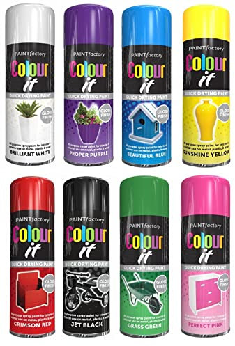 8 Cans Gloss Finish 250ml Multipurpose Aerosol Spray Paint Can For All Purpose Quick Drying Paint