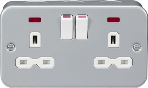 Knightbridge Metal Clad 13A 2G DP Switched Socket with neon