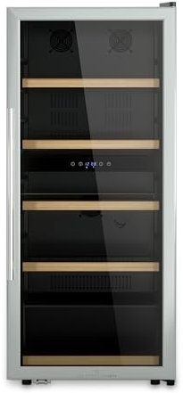 Les Petits Champs Cave à Vin 91 Bouteilles CAVCD91, Capacité 204L, 2 Zones de Température, Design Élégant en Acier Inoxydable, Réglage de Température de 5°C à 18°C, Anti-UV, LED