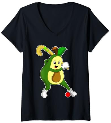 Damen Avocado Feldhockey Feldhockeyschläger Sport T-Shirt mit V-Ausschnitt