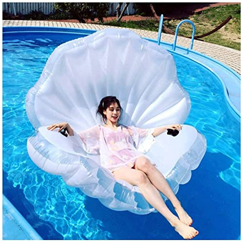 OLOTU Anneau de Natation en Forme de Coquille Blanche, avec Boule, rangée Flottante pour décorations de fête de Piscine, Salon de Radeau de Flotteur de Piscine pour Adultes
