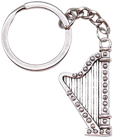 Herren-Schlüsselanhänger, Vintage-Stil, Splitterfarben, 40 x 21 mm, Harfen-Anhänger, Souvenirs, Rucksack-Zubehör (hellgrau, Einheitsgröße)