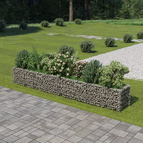 CIADAZ Gabionen-Hochbeet Verzinkter Stahl 360×50×50 cm, Pflanzkübel, Kräuterbeet, Hochbeete-kit, Pflanztrog, Vertikalbeet, Pflanzgefäße - 143561