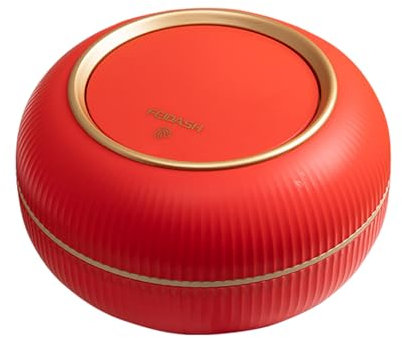 Koomuao - Cubo de basura pequeño 3L con tapa redonda, cubo de basura de mesa de maquillaje, gran apertura para cocina, dormitorio, cuarto de baño, oficina (rojo)