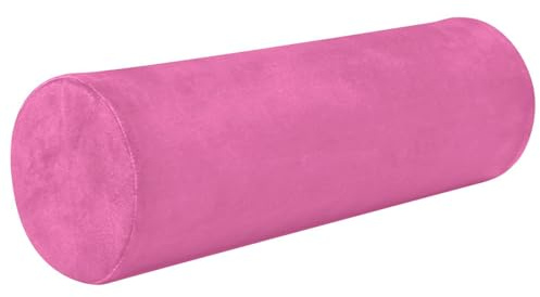 Gredecor Velvet Bolster Pillow Hot Pink Round Cylinder Neck Roll Pillow for Sleeping with Zipper Cervical Neck Roll Pillow Case for Cylindrical Pillow Decorative