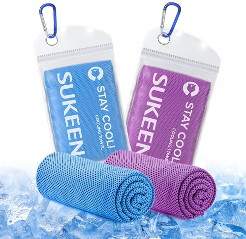 Sukeen Kühlendes Handtuch, Sport Cooling Towel für Hals und Körper | Schweißhandtuch schnelltrocknendes Mikrofaser-Halskühlhandtuch für Fitness, Golf, Tennis, Yoga, Outdoor(100x30cm)