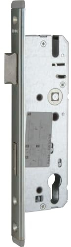 KFV Rohrrahmenschloss 49PZW, Türschloss Einsteckschloss Sicherheitsschloss, Aufsägeschutz Stahlstifte, verzinkt, DM 45 mm, Entfernung 92 mm, Riegelausschluss 20 mm