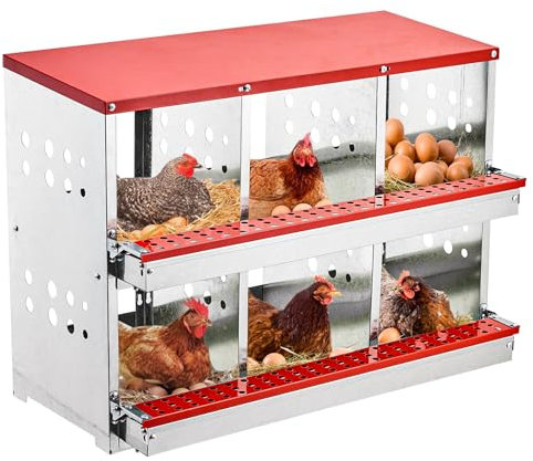 Nistkästen für Hühner, 6 Fächer Ausrollen Huhn Nistkästen zum Eierlegen Nistkästen Nistkästen für Hühner Ente Geflügel Metall Schwerlast Hühnerstall mit Sitzstange
