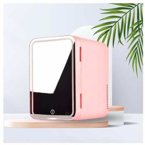 HAZARA RéFrigéRateur Portatif De Beauté, 8L,avec Miroir De Courtoisie LED Petit Frigo Pas Cher, Voiture,Maison,Chaud Et Froid 2 en 1 Frigo De Chambre, Convient pour Chambre, Dortoir,Pink