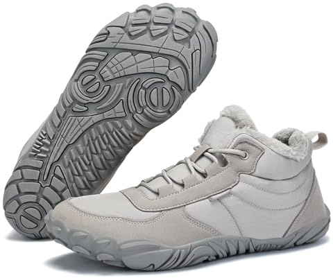 DOBOLIN Barefoot Stivali da Neve Donna Uomo Caldo Antiscivolo Caloroso Inverno All'aperto Escursionismo Scarpe Impermeabile Grigio 40