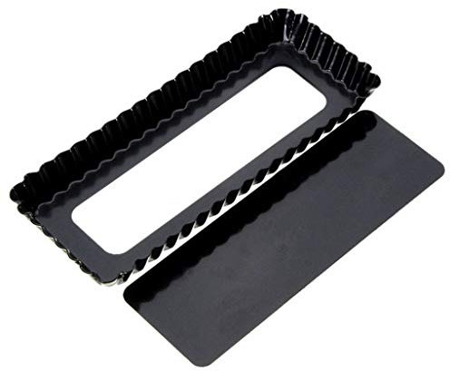 Moule à tarte rectangulaire cannelé avec fond amovible anti-adhésif sans silicone
