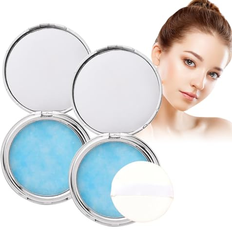 Wenrny 2 Pack Matte Oil-Control Powder,Oil Control Face Pressed Powder with Mini Puff and Mirror,Purple Jelly Pressed Powders,Long-Lasting Waterproof Face Makeup Lavender Setting Powders