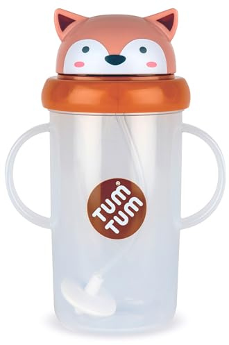 TUM TUM Tippy Up Free Flow Sippy Cup (ingen ventil), sippy kopp för småbarn, 200 ml, BPA-fri (Fergus Fox 300 ml)