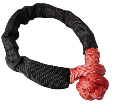 Manille Souple Sangle de remorquage Tout-Terrain 4X4 Robuste en Corde synthétique à Manille Souple de 41 000 LB avec Manchon de Protection for Jeep Truck SUV Manille Synthétique(Red)