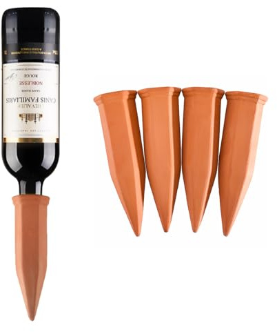 Lot de 4 Systèmes D'irrigation Automatique, Cône en Argile d’arrosage,oyas a planter terre cuite, Arroseur Automatique Plantes Système,Goutte-Gouttes Automatiques pour Plantes en Pot D'intérieur. (4)