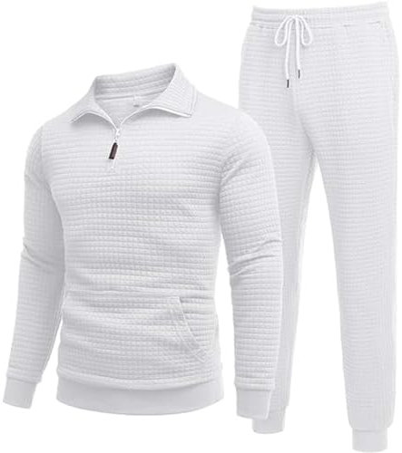 Veste à col montant en tricot gaufré pour hommes,Sweat-shirt à col montant gaufré pour hommes,Survêtement thermique en tricot gaufré pour hommes, sweat à col demi-zippé, respirant et confortable,