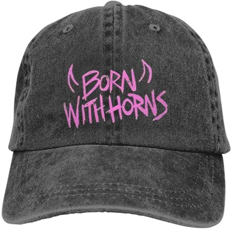 YANIUIE Geboren mit Hörnern Männer Frauen Baseballmützen Distressed Washed Hüte Kappe Vintage Outdoor All Seasons Travel Snapback Cap Geschenk