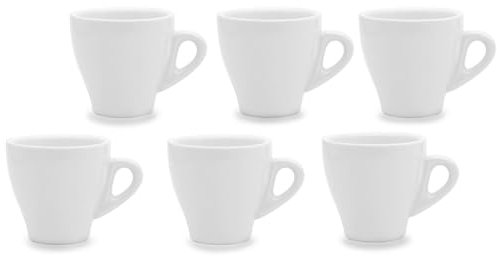 PALUPLUS Set 6 Tazzine Caffè in Porcellana da 80 ml, Tazze da Espresso con manico, Lavabili in Lavastoviglie, adatte per Microonde, Colore Bianco -208F
