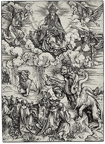 POSTERIIk Berühmt Moderne Leinwanddrucke Druck Leinwand Das Tier Mit Den Zwei Hörnern Gleich Einem Lamm Von Albrecht Dürer Drucken Ölgemälde für Office Home Decor 60x90cm