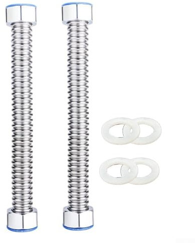 2 tubi per scaldabagno, tubo di aspirazione dell'acqua in acciaio inossidabile, con 4 guarnizioni in silicone, per scaldabagni a gas, caldaie a parete e distributori d'acqua