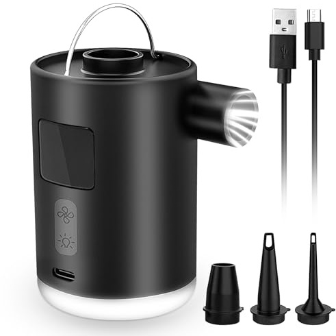 Bomba de aire eléctrica para colchón de aire, bomba de aire para colchón de aire, mini bomba de aire eléctrica, colchón de aire, bomba eléctrica con 3 boquillas de aire, para camping al aire libre,