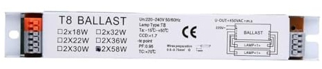WHARGTSL Lampadine Fluorescenti Rapide con zavorra Elettronica Adattabile T8 ad Ampio voltaggio 18/30/58W(2x58W)