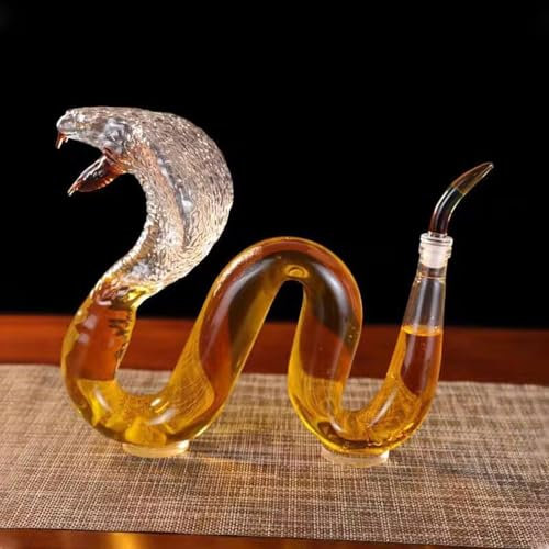 Carafe à décanter faite à la main en verre sans plomb 750 ml pour vin et tequila, statue de serpent oriental, décoration de table, cadeau personnalisé unique pour festival
