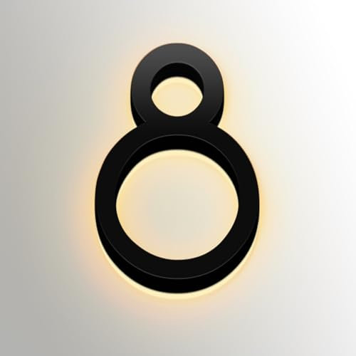 Aniaoie Numéros De Maison LED Rétro-éclairés, Plaque D'adresse Moderne Lumineuse Pour Extérieur, Numéros D'adresse De Maison Lumineux, Résistants Aux Intempéries, Jour Et Nuit, Noir