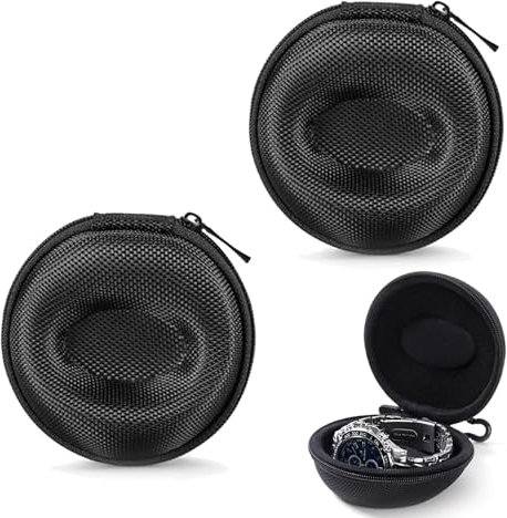 AONAYO Lot de 2 étuis pour montres et boîtes, étuis de voyage pour rangement, fermeture éclair, compatibles toutes montres et montres connectées, colliers, écouteurs