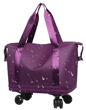 Travel Bag with Wheels, Rolling Shopping Suitcase Pack, 15.6 inches Adorable Lightweight Scratch Resistant 360 Degree Swivel Wheels Travel Bags, Wet and Dry Separation Compartment