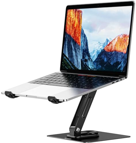 BESIGN LS12 Supporto per laptop con base girevole a 360, supporto ergonomico regolabile, compatibile con laptop da 10 a 14 (nero)