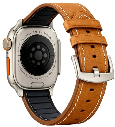 Bracelet Compatible avec Apple Watch Cuir Véritable Réglable 42mm 44mm 45mm 46mm 49mm Bracelet Élégant pour Apple Watch Series 11 10 9 8 7 6 SE Ultra 3 Femme Homme