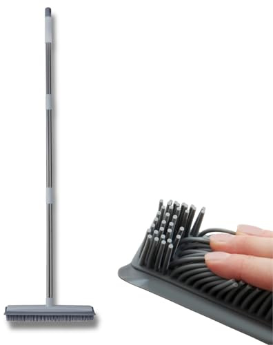 3 PAGEN® Tierhaar-Besen für Hartböden oder Teppich – Gummibesen zum effektiven Entfernen von Tierhaaren – 2-in-1 Abzieher und Besen – ausziehbarerer Stiel – hygienisch aus Gummi