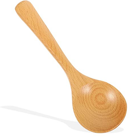 COLLBATH Cuchara de Madera de Haya Mango Largo Cucharón Reutilizable Natural para Cocinar para y Guisos Cuchara Grande de Cocina Hogar