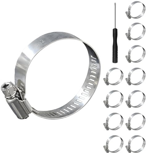 12 Pcs Hose Clips, Adjustable Hose Clamp 21-44mm Range, 304 Stainless Steel Jubilee Clips for Home Water Pipes and Hoses