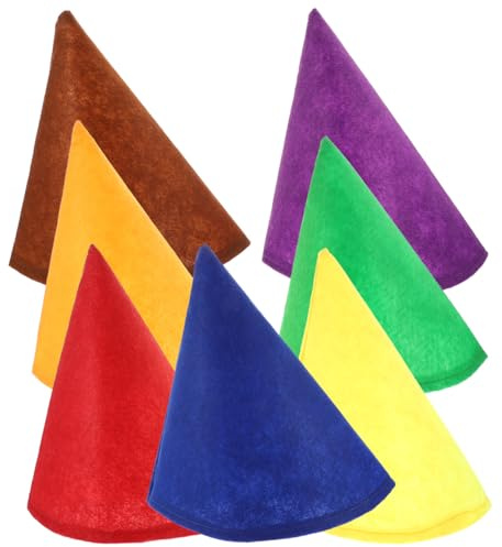STOBAZA 7 Stück Filz Zwergenmützen, Bunte Elfenhut, Zwerg Zipfelmützen für Geburtstag Halloween Party Kostüm und Cosplay Zubehör
