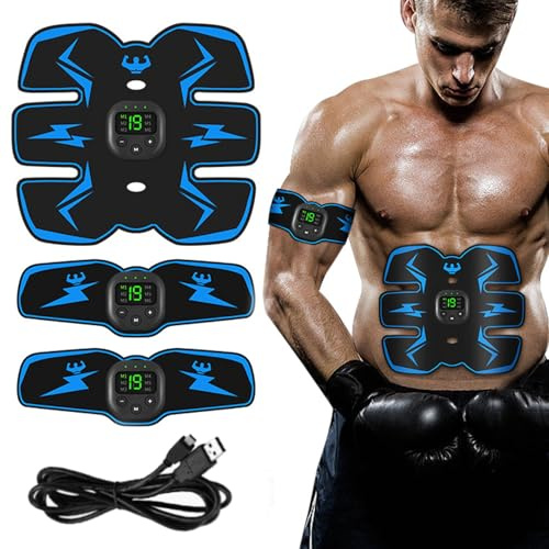Xpwghap Powerfit Electrostimulation Pack for Abs, Arms and Legs,EMS Bauchtrainer Elektrisch,bauchmuskeltrainer Elektrisch,Electric Muscle Stimulator with 8 Modes & 39 Levels-A