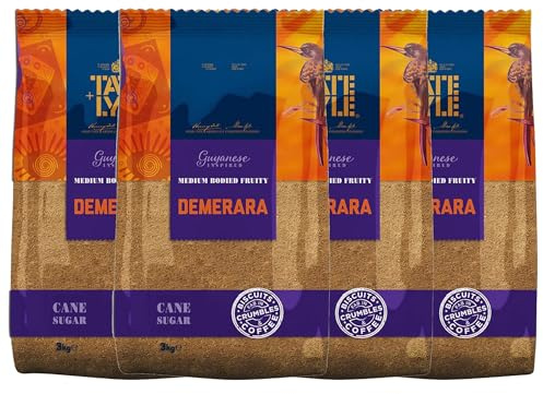 Ttate & Llyle Pure Demerara Sugar – 3 kg Bag (Pack of 4) | Medium‑crystal Light Brown Cane Sugar with Natural Caramel Notes – Vegan, Kosher, Gluten‑Free |Distinctive Texture & Aromatic Profile
