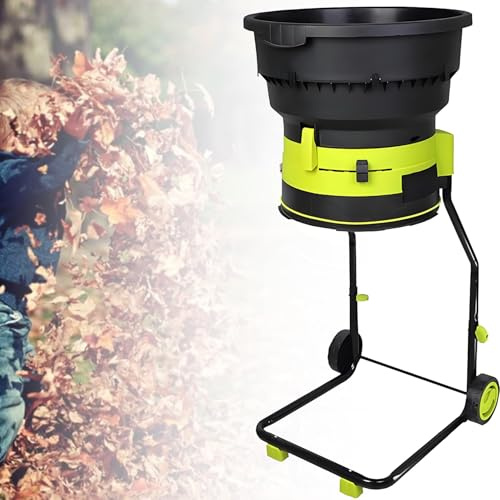 SHENGSHIYU Häcksler Garten Elektrisch,Trichterdurchmesser 54cm,Häckselverhältnis 17:1,Mobil Gartenhäcksler Häcksler Schredder mit Kunststoffrädern,Zum Häckseln von Trockenem Laub Powercord×60m
