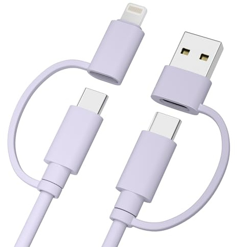 Elebase Cavo Ricarica Rapida per iPhone 17 16 Pro Max,Multi USB C 4-in-1 Filo 3M,60W Cavetto Caricatore con Lightning/USB A Adattatore per iPhone 15 14,Carplay,iPad 10 Mini 5 6 Galaxy S25 Plus Ultra