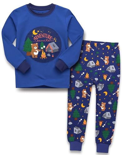 Vaenait Baby] Toddler Kids Junior Pyjamas Viscose derived from Bamboo Animal Pjs Set Camping Bear 12-18 Months XS