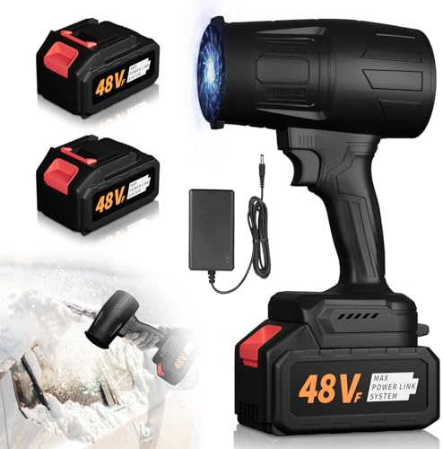 Laubbläser Akku – 600000 U/min Turbo Gebläse mit Akku – Wiederaufladbarer Power Blower mit 2*21V Batterien – 260 km/h Akku Gebläse–Tragbare Blasventilatoren zum Autos/Schneefräsen/Rasenpflege/Terrasse