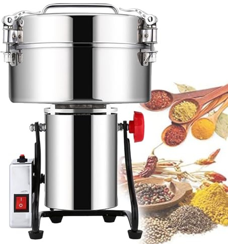 Electric Grain Grinder 4500g - Stainless Steel Spice Mill with Commercial Motor for Herbs, Spices, Nuts, and Cereals - Overload Protection Included