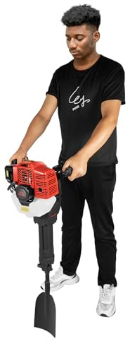 Martello demolitore a benzina 52CC, 1900 W, con 1500 battiti/min, trapano portatile per orticoltura e radici degli alberi, set di attrezzi incluso (nero/rosso)