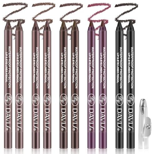 Noerrors 10 Stücke Braun Schwarz Gel Eyeliner Set, Glattes Einfach zu Farbcremiger Plum Eyeliner Stift für reife Augen, Hochpigmentierter Matter Schimmer Eyeliner für ältere Frauen mit Spitzer