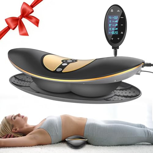 Zenopax 4-in-1 Electric Lumbar Traction Device - Adjustable Back Massager for Deep Tissue Pain Relief with Heat, Vibration, Electrotherapy, Home Lumbar Decompression ＆ Sciatica Relief(Golden)