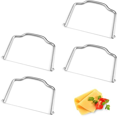 Zhouocea 4 Pcs Cheese Slicer Multifunctional Stainless Steel Cheese Wire Cutter for Home Kitchen Tool, Silver