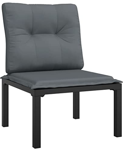 Mokuyary Trädgårdsstol med kudde, svart och grå, poly rotting balkongstol, terrassstolar, matstolar för terrass, trädgård, balkong